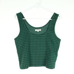 Madewell Tank Top Womens SZ S Jaquard Gingham Cropped Preppy Boho Holiday Casual